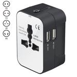 Portable Multi-function Dual USB Ports Global Universal Travel Wall Charger Power Socket, For iPad , iPhone, Galaxy, Huawei, Xiaomi, LG, HTC and Other Smart Phones, Rechargeable Devices(Black)