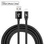 YF-MX03 2m 2.4A MFI Certificated 8 Pin to USB Nylon Weave Style Data Sync Charging Cable(Black)
