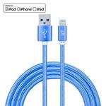 YF-MX03 2m 2.4A MFI Certificated 8 Pin to USB Nylon Weave Style Data Sync Charging Cable(Blue)