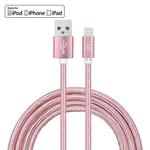 YF-MX03 2m 2.4A MFI Certificated 8 Pin to USB Nylon Weave Style Data Sync Charging Cable(Rose Gold)