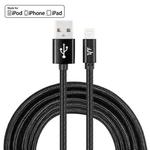 YF-MX04 3m 2.4A MFI Certificated 8 Pin to USB Nylon Weave Style Data Sync Charging Cable(Black)