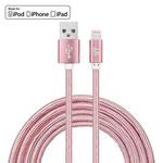 YF-MX04 3m 2.4A MFI Certificated 8 Pin to USB Nylon Weave Style Data Sync Charging Cable(Rose Gold)