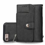 For iPhone SE 2020 & 8 & 7 & 6 & 6s Zipper Earphones Storage Magnetic Frosted Leather Case with Holder & Card Slots & Wallet(Black)