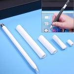 For Apple Pencil Creative 4 in 1 Anti-lost (Pencil Cap + Pencil Point + 2*Penholder Cover) TouchPen Silicone Protective Set(White)