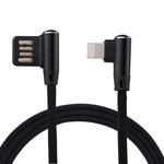 1m 2.4A Output USB to 8 Pin Double Elbow Design Nylon Weave Style Data Sync Charging Cable(Black)