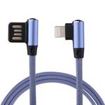 1m 2.4A Output USB to 8 Pin Double Elbow Design Nylon Weave Style Data Sync Charging Cable(Blue)