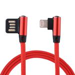 1m 2.4A Output USB to 8 Pin Double Elbow Design Nylon Weave Style Data Sync Charging Cable(Red)
