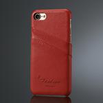 Fierre Shann Litchi Texture Genuine Leather Case for iPhone 8 & 7, with Card Slots(Red)