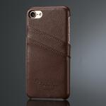 Fierre Shann Litchi Texture Genuine Leather Case for iPhone 8 & 7, with Card Slots(Brown)