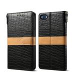 Splicing Color Crocodile Texture PU Horizontal Flip Leather Case for iPhone 7 / 8, with Wallet & Holder & Card Slots & Lanyard (Black)