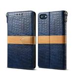 Splicing Color Crocodile Texture PU Horizontal Flip Leather Case for iPhone 7 / 8, with Wallet & Holder & Card Slots & Lanyard (Blue)