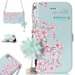 For iPhone 7 & 8 Sakura Flower Pattern Horizontal Flip Leather Case with Holder & Card Slots & Pearl Flower Ornament & Chain