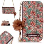 For iPhone 7 & 8 Impatiens Balsamina Pattern Horizontal Flip Leather Case with Holder & Card Slots & Pearl Flower Ornament & Chain