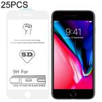 25 PCS 9H 5D White Full Glue Full Screen Tempered Glass Film for iPhone 8 / 7