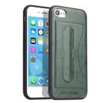 Fierre Shann Full Coverage Protective Leather Case For iPhone SE 2020 & 8 & 7, with Holder & Card Slot(Green)