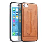 Fierre Shann Full Coverage Protective Leather Case For iPhone SE 2020 & 8 & 7, with Holder & Card Slot(Brown)