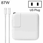 87W Type-C Power Adapter Portable Charger with 1.8m Type-C Charging Cable, US Plug (White)