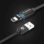 FLOVEME 1m 3A USB to 8 Pin Magnetic Embossed PET Fast Charging & Data Cable(Black)