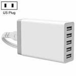 XBX09 40W 5V 8A 5 USB Ports Quick Charger Travel Charger, US Plug(White)
