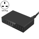XBX09L 50W 5V 2.4A 10 USB Ports Quick Charger Travel Charger, UK Plug(Black)