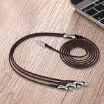 ROCK M8 3 In 1 Multi-function 8 Pin + Micro + Type-C / USB-C Zinc Alloy Weave Charging Cable, Length: 1.2m (Black)