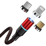 CAFELE 3 In 1 8 Pin + Micro USB + Type-C / USB-C Magneto Series Magnet Charging Data Cable, Length: 2m(Red)