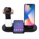 HQ-UD15 5 in 1 8 Pin + Micro USB + USB-C / Type-C Interfaces + 8 Pin Earphone Charging Interface + Wireless Charging Charger Base with Watch Stand (Black)
