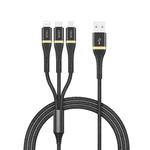 WIWU Elite Series ED-104 3 in 1 2.4A USB to 8 Pin + USB-C / Type-C + Micro USB Interface Nylon Braided Fast Charging Data Cable, Cable Length: 1.2m