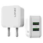 LDNIO A2201 2.4A Dual USB Charging Head Travel Direct Charge Mobile Phone Adapter Charger With 8 Pin Data Cable(EU Plug)