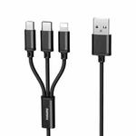 REMAX RC-131TH 1m 2.8A 3 in 1 USB to 8 Pin & USB-C / Type-C & Micro USB Charging Cable(Black)