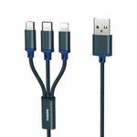 REMAX RC-131TH 1m 2.8A 3 in 1 USB to 8 Pin & USB-C / Type-C & Micro USB Charging Cable(Blue)