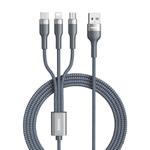REMAX RC-070TH 1.2m 2A 3 in 1 USB to 8 Pin & USB-C / Type-C & Micro USB Charging Cable(Silver)