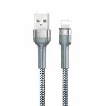 REMAX RC-124i 1m 2.4A USB to 8 Pin Aluminum Alloy Braid Fast Charging Data Cable for iPhone, iPad(Silver)