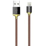awei CL-25 0.3m 2.4A USB to 8 Pin Metal Fast Charging Cable for iPhone, iPad(Gold)