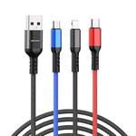 awei CL-971 3 in 1 1.2m 2.4A USB to 8 Pin + Micro USB + USB-C / Type-C Multi Charging Cable