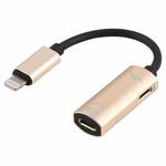 2 in 1 8 Pin Male to Dual 8 Pin Female Charging and Listening to Music Audio Earphone Adapter, Compatible with All IOS Systems(Gold)