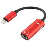 2 in 1 8 Pin Male to Dual 8 Pin Female Charging and Listening to Music Audio Earphone Adapter, Compatible with All IOS Systems(Red)