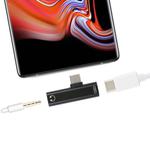 2 in 1 USB-C / Type-C Male to USB-C / Type-C Female 3.5mm Jack Charging Listening Adapter(Black)