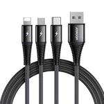 JOYROOM S-1230G4 3A 3 In 1 USB to 8 Pin + Micro USB + Type-C / USB-C Fast Charging Data Cable Length: 1.2m (Black)