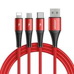 JOYROOM S-1230G4 3A 3 In 1 USB to 8 Pin + Micro USB + Type-C / USB-C Fast Charging Data Cable Length: 1.2m (Red)