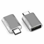 2 PCS SBT-148 USB-C / Type-C Male to USB 3.0 Female Zinc Alloy Adapter(Space Silver)