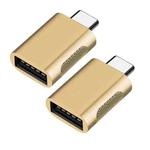 2 PCS SBT-158 USB-C / Type-C Male to USB 3.0 Female Zinc Alloy Adapter(Gold)