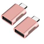 2 PCS SBT-158 USB-C / Type-C Male to USB 3.0 Female Zinc Alloy Adapter(Rose Gold)