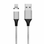 M11 3A USB to 8 Pin Nylon Braided Magnetic Data Cable, Cable Length: 2m (Silver)