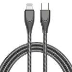 ADC-009 USB-C / Type-C to 8 Pin Zinc Alloy Hose Fast Charging Data Cable, Cable Length: 1m (Gun Metal)