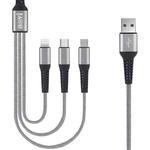 IVON CA39 2.4A Max 8 Pin + Type-C + Micro USB 3 in 1 Charging Cable, Length: 1.2m