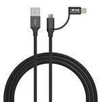 IVON CA51 2.4A USB to 8 Pin + Micro USB 2 in 1 Charging Sync Data Cable, Length: 1m(Black)