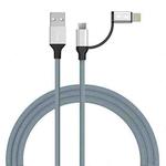 IVON CA51 2.4A USB to 8 Pin + Micro USB 2 in 1 Charging Sync Data Cable, Length: 1m(Silver)