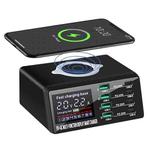 X9D 110W Multi-ports Smart Charger Station + Wireless Charger AC100-240V, UK Plug (Black)