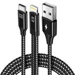 A02-LU 8 Pin to Type-C / USB-C + USB OTG Nylon Braid Charging Cable, Length: 1.5m+1.2m